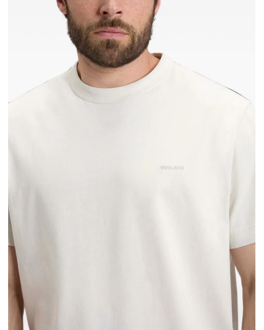 Woolrich White Logo-Embroidered Cotton T-Shirt for men