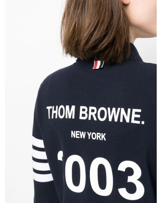 Thom Browne Blue 4-Bar Long-Sleeved Polo Shirt