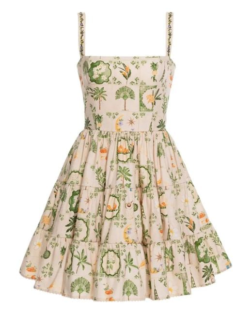 Agua Bendita Natural Lima Floral-Print Mini Dress
