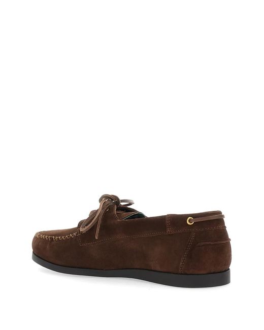 VINNY'S Brown Lace-Up Round-Toe Loafers for men