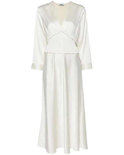 Sandro White Maxikleid Mit Kontrasteinsatz