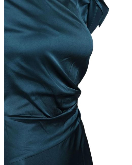 Staud Blue Portia Silk Midi Dress
