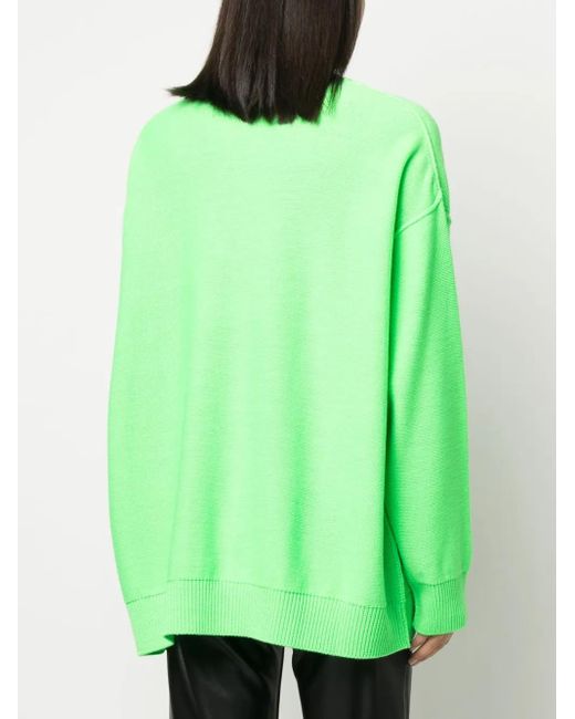 DSquared² Green Embroidered-Logo Virgin Wool Cardigan