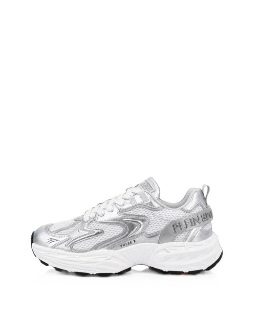 Philipp Plein White Runner Pulse X Metallic Sneakers
