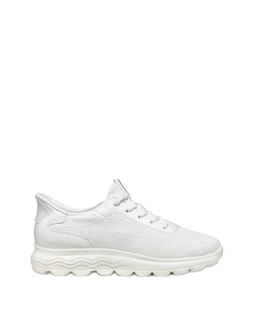 Geox White Spherica Plus Lace-Up Sneakers
