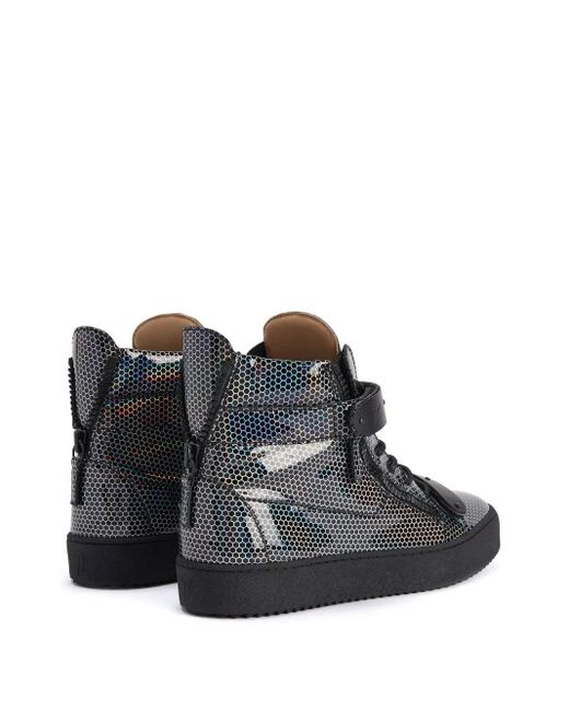 Giuseppe Zanotti Black Geometric-Print High-Top Sneakers for men