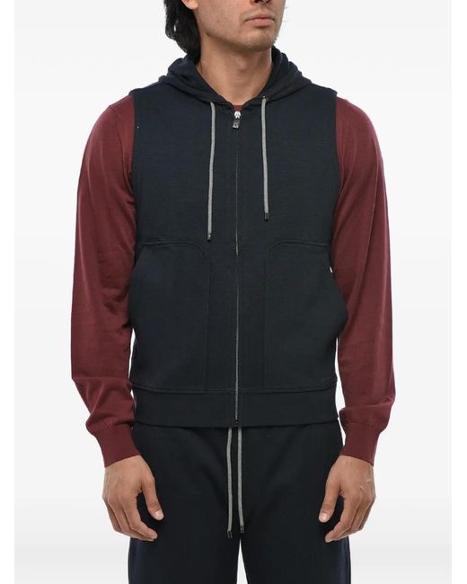 Corneliani Blue Sleeveless Zip-Up Hoodie for men
