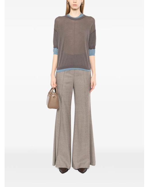 COTEMP Gray Contrasting Collar Top