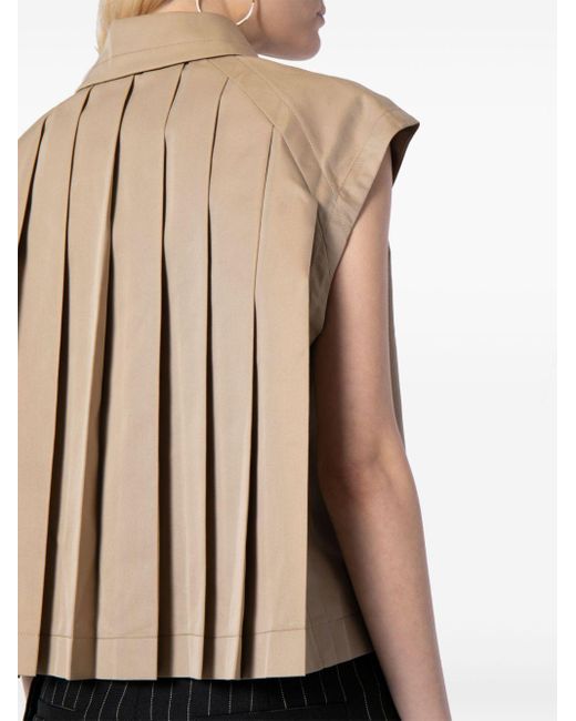 Sacai Natural Pleated Cropped Blouse
