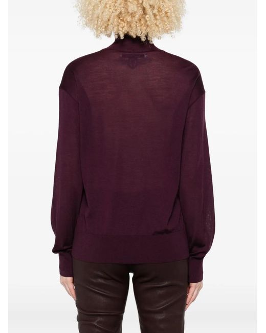 Another Tomorrow Purple Turtleneck Wool Sweater