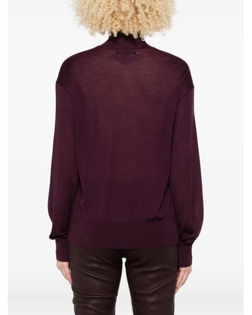 Another Tomorrow Purple Turtleneck Wool Sweater