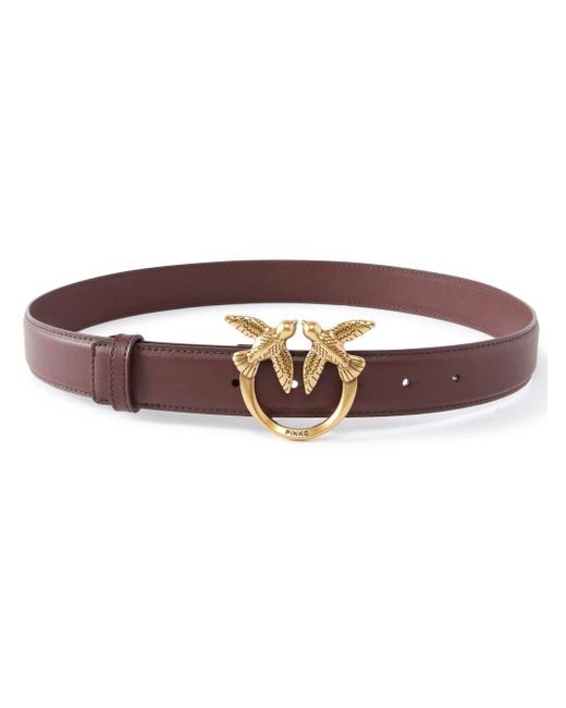 Pinko Brown Signature Buckle Leather Belt