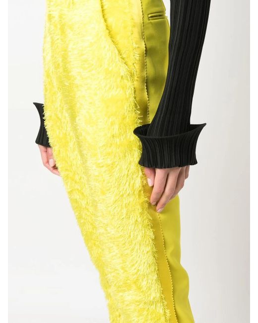 Undercover Yellow Textured High-Waisted Trousers