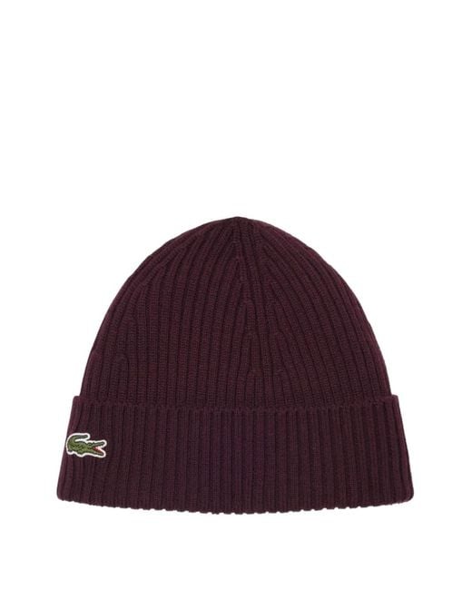 Lacoste Gerippte Beanie Mit Logo-Patch in Red für Herren