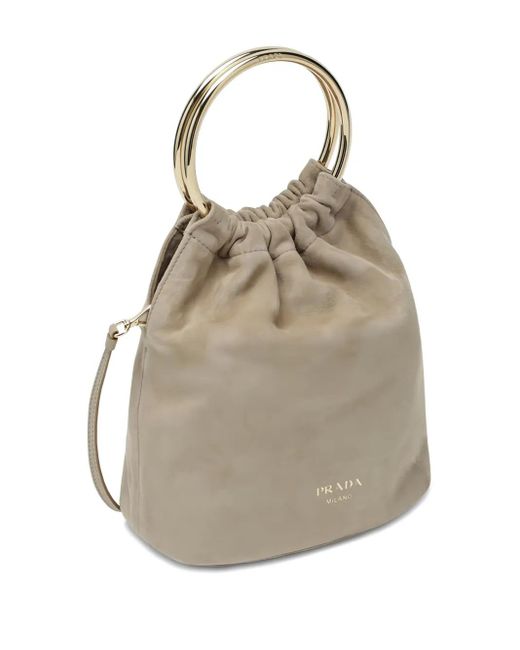 Prada Natural Ring-Handle Bucket Bag