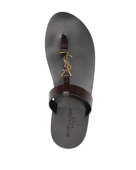 Saint Laurent Brown Cassandre Slides for men