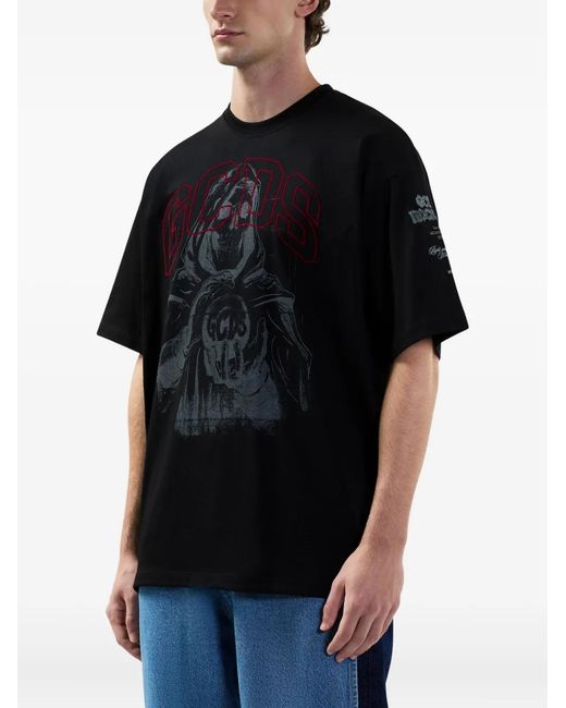 Gcds Black Gothic Print T-shirt for men