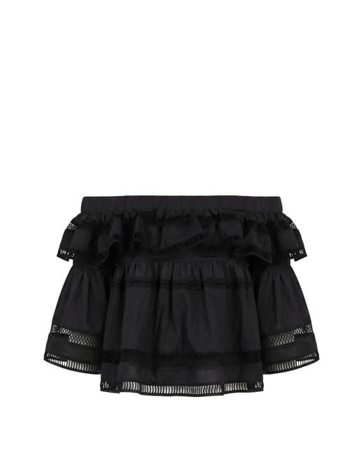 CHRISTY LYNN Black Angela Ruffled Off-The-Shoulder Top