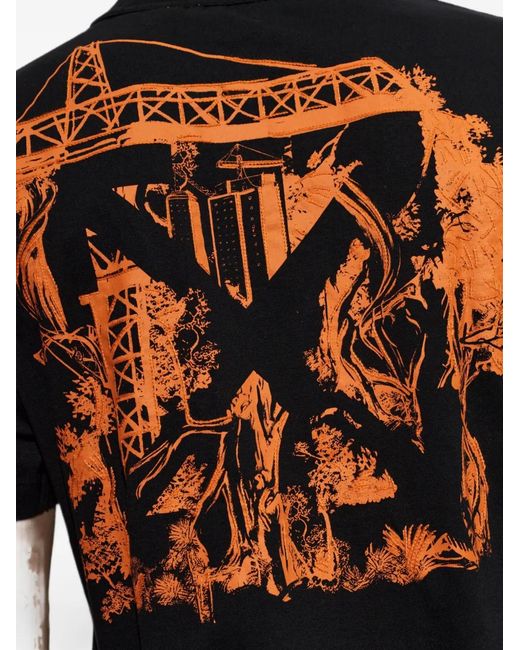 Off-White c/o Virgil Abloh Black Logo-Print Cotton T-Shirt for men