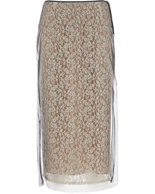 Gonna Midi Con Design A Strati di Fendi in Natural