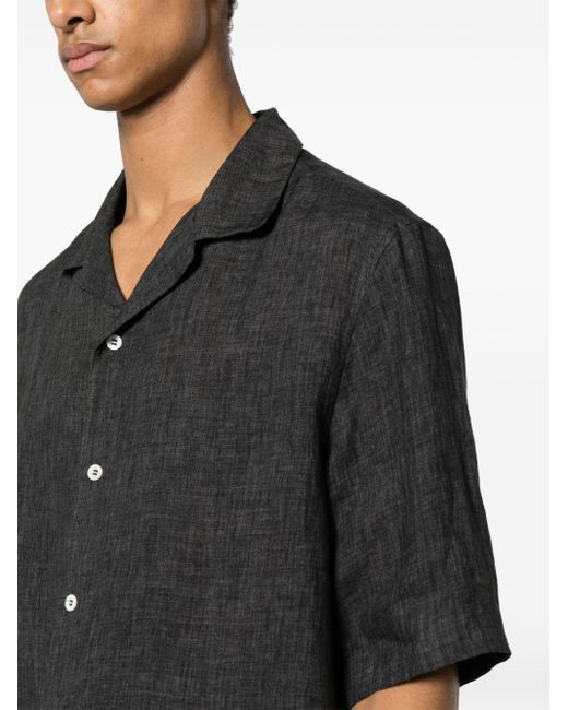 Brunello Cucinelli Black Chambray Linen Shirt for men