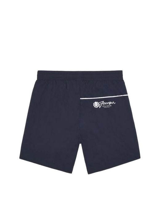 Jonsen Island Blue Piped-Trim Drawstring Shorts for men