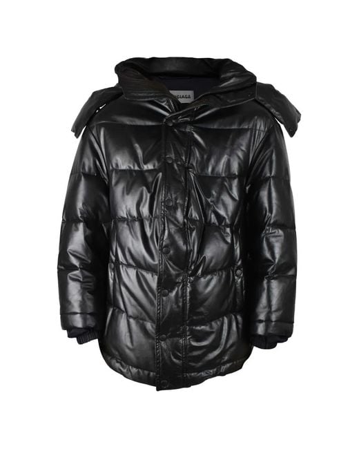 Balenciaga Black Quilted Removable-Hood Down Jacket