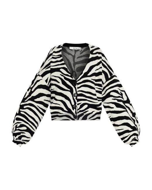 Gestuz Black Cardigan Imprimé À Manches Bouffantes