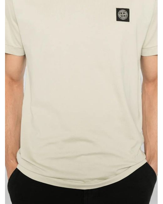 Stone Island White Logo-Patch T-Shirt for men