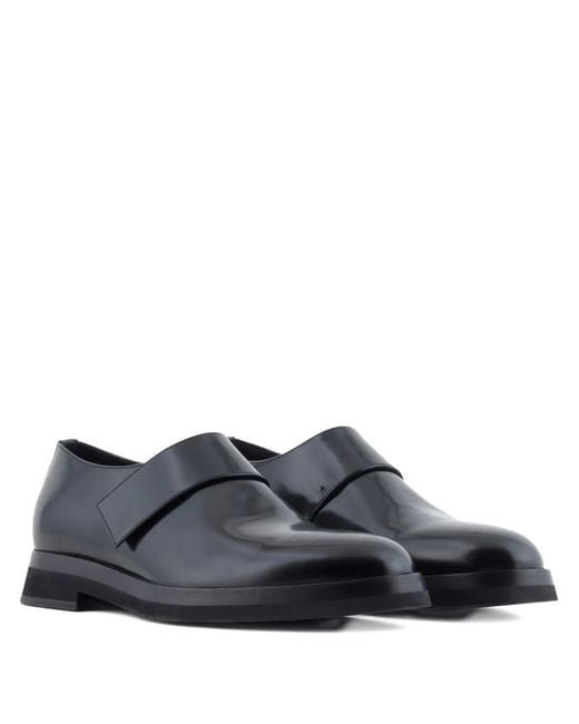 Giorgio Armani Gray Strap-Detail Leather Monk Shoes for men