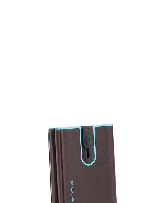 Piquadro Brown Logo-Print Sliding-System Cardholder for men