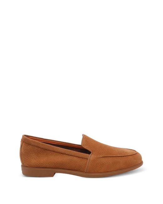 Santoni レディース ブラウン ラウンドトゥ レザーローファー 【公式通販】