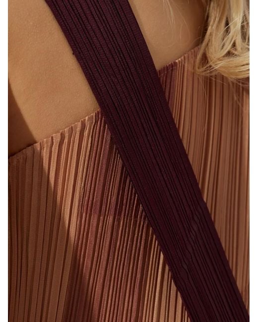 Pleats Please Issey Miyake Pleated Asymmetric Dress Orange