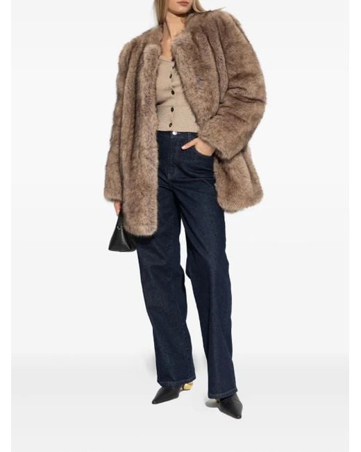 Stand Studio Brown Round-Neck Jacket