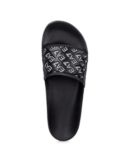 EA7 White Logo-Detail Slides for men