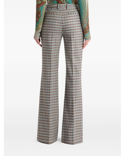 Etro チェック フレアパンツ Gray