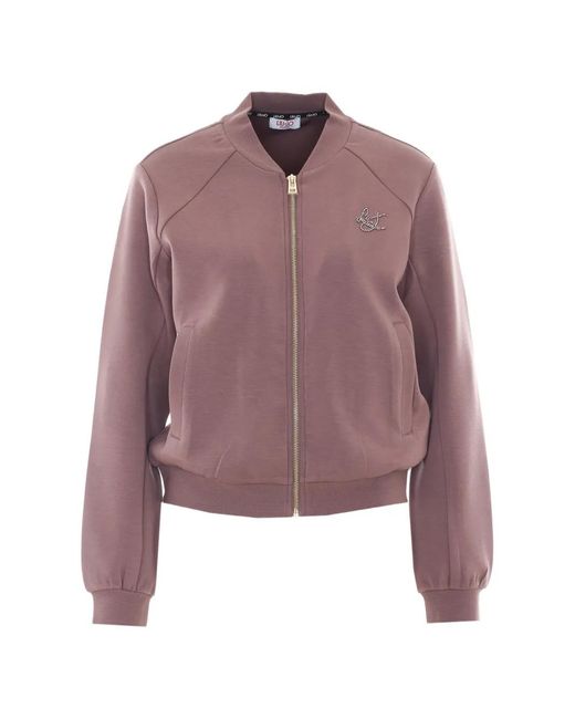 Liu Jo Purple Sequin-Embellished Zip-Up Sweater