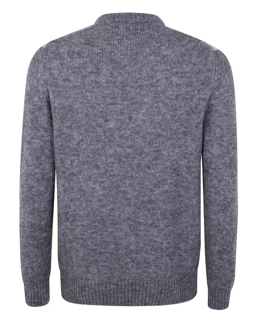 Ballantyne Gray Diamond-Pattern Wool Sweater for men