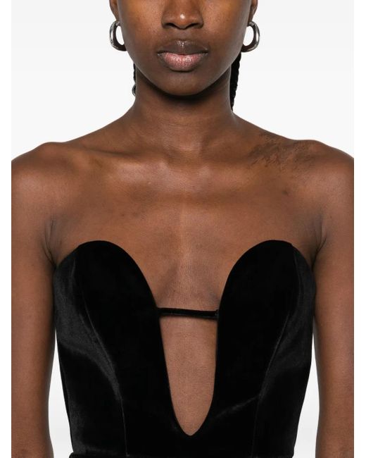 Vestiaire d'un Oiseau Libre Black Off-The-Shoulder Velvet Dress