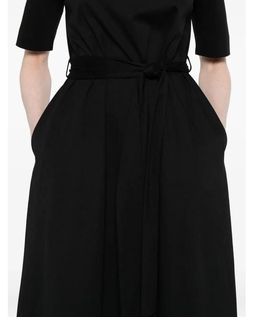 Psophia Black Belted Midi Dress