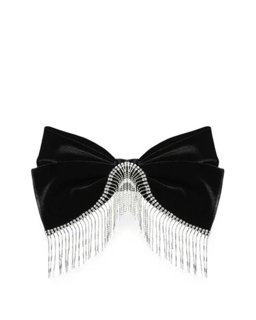 Anouki Black Crystal-Embellished Velvet Hair Clip