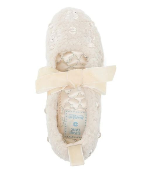 Rockfish White X Susan Fang Furry Ballet Flats