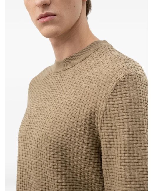 Boss Natural Basket-Weave Crew-Neck Sweater for men