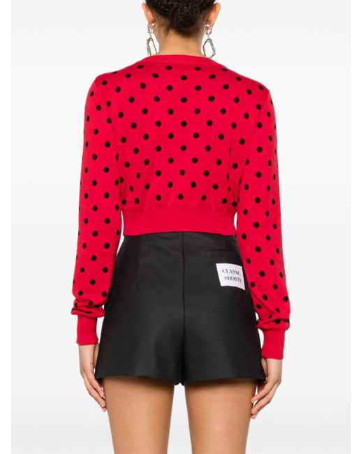 Cardigan a pois di Moschino in Red