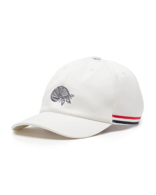 Thom Browne White Embroidered Baseball Cap for men