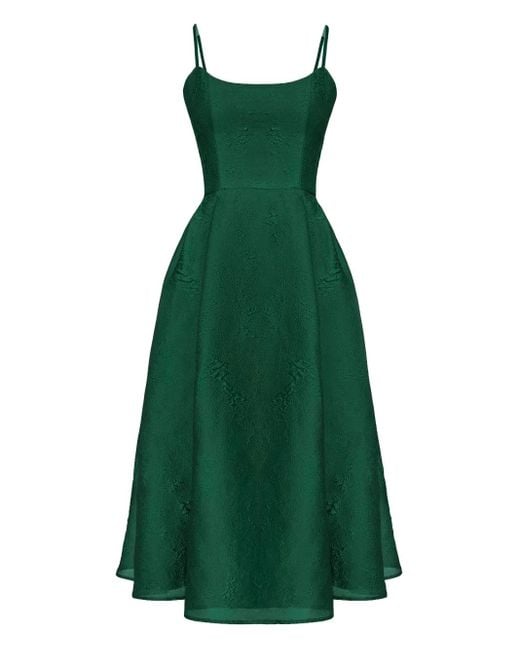 POST MERIDIEM Green Jacquard Corset-Bustier Midi Dress