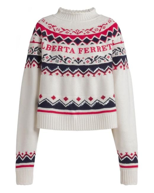 Alberta Ferretti Wollen Trui Met Patroon in het White