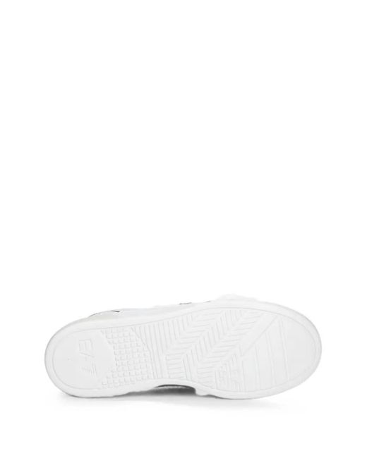 EA7 White New Premium Court Logo-Print Panelled Sneakers