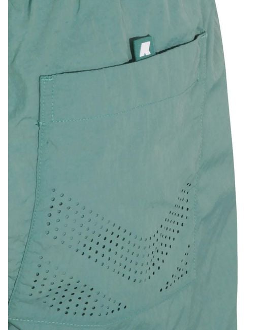 K-Way Green Logo Swim Shorts for men