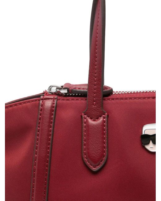 Karl Lagerfeld Red Logo-Plaque Tote Bag